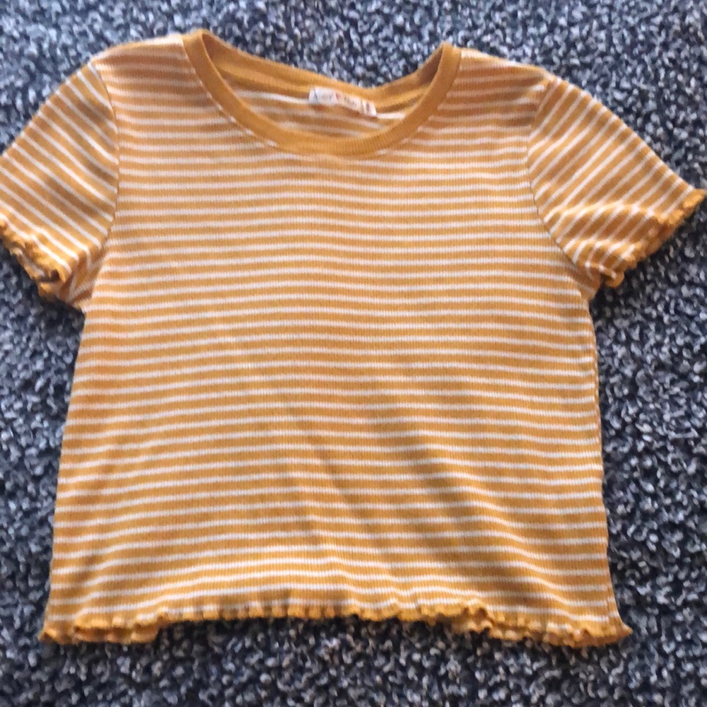 Yellow and white striped t shirt